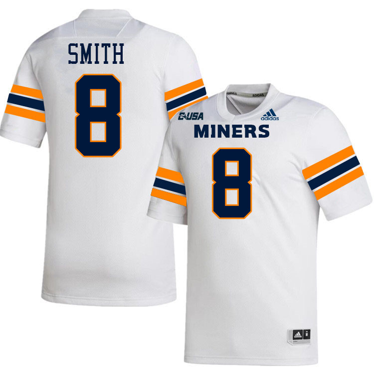 #8 Shay Smith UTEP Jersey,UTEP Miners College Football Jersey,Uniforms-White